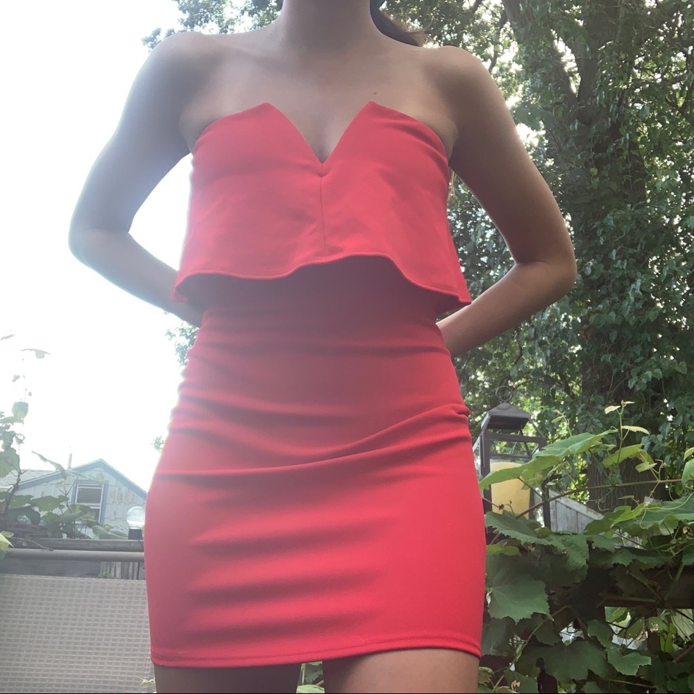 Red Mini Strapless Dress